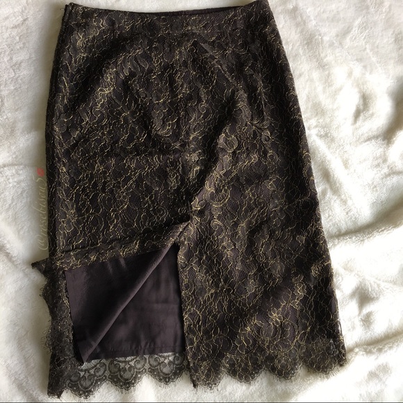 💋HP {BANANA REPUBLIC} Metallic Lace Pencil Skirt - Picture 4 of 8